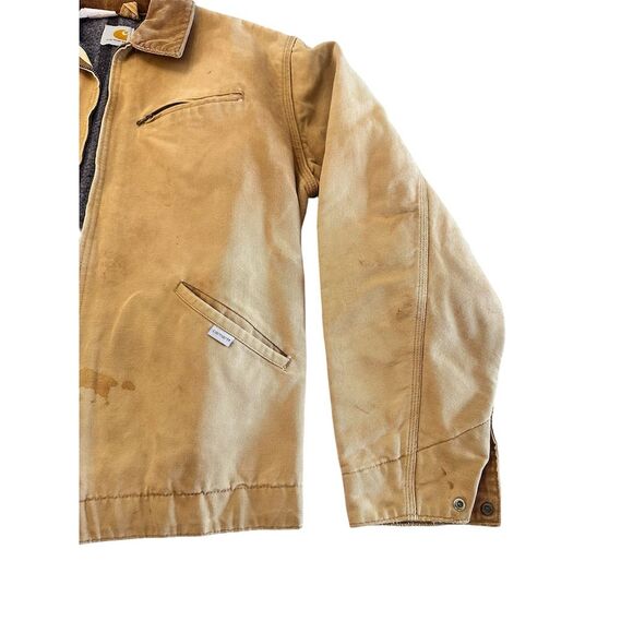 Vintage Carhartt Detroit Varsity Jacket Brown Men's Mid-Length Fall USA - Picture 3 of 11